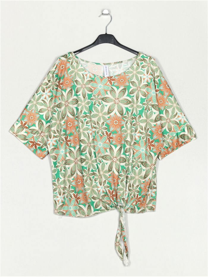 Flowing floral print blouse verde