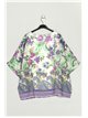 Oversized floral blouse lila
