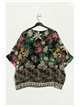 Oversized floral blouse negro