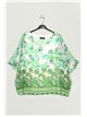 Oversized floral blouse verde-manzana
