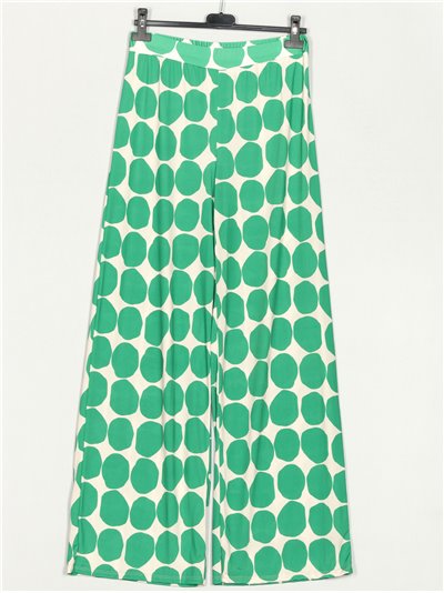 High waist polka dot wide-leg trousers verde-hierba