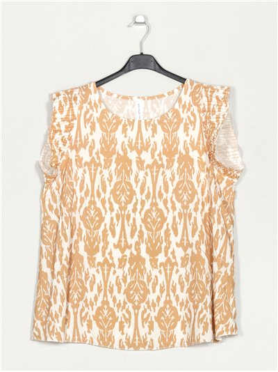 Printed blouse with ruffles beis