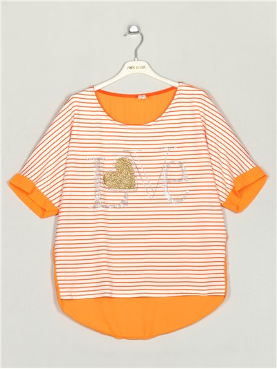 Striped Love t-shirt naranja