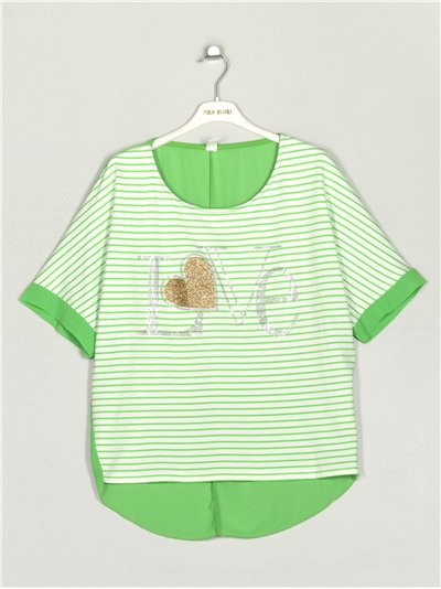Camiseta love aplicaciones verde-manzana