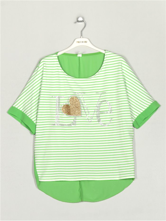 Striped Love t-shirt verde-manzana