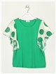 Polka dot T-shirt with ruffles verde-hierba