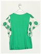 Polka dot T-shirt with ruffles verde-hierba