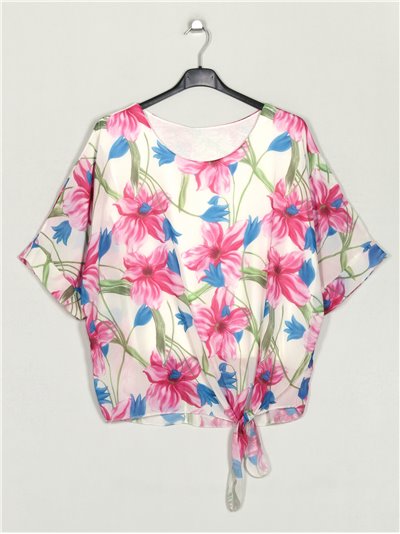 Oversized floral blouse fucsia