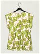 Drape neck floral blouse verde-manzana