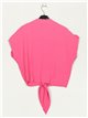 Cropped shirt with knots fucsia