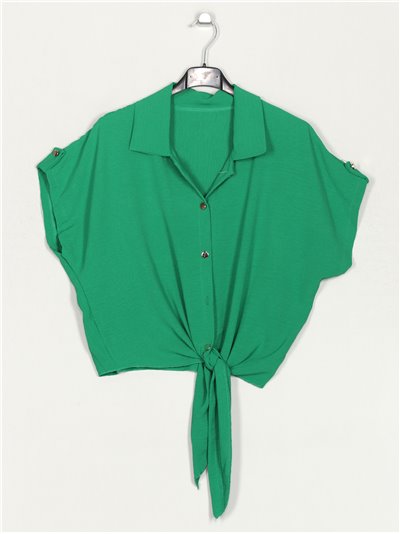 Cropped shirt with knots verde-hierba