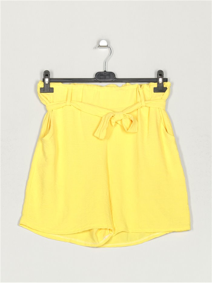 High waist belted shorts amarillo