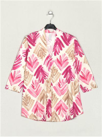 Flowing printed blouse multi-fucsia
