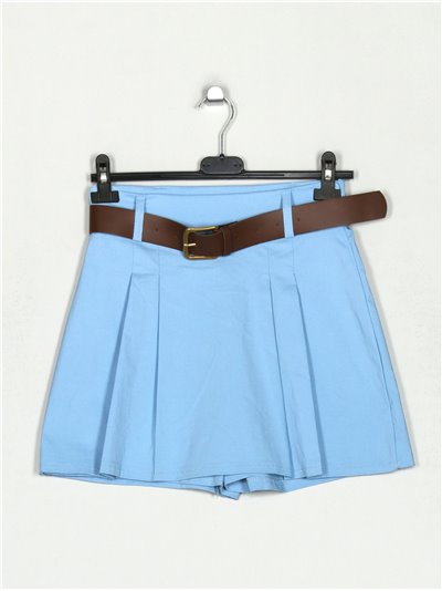 Short falda cinturón azul-claro