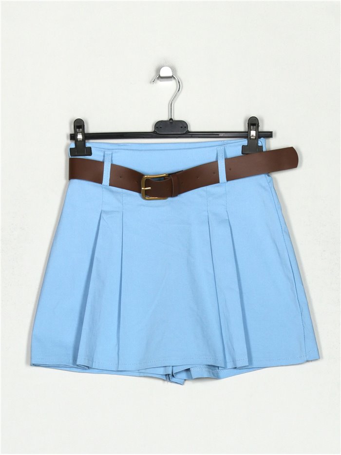 Belted bermuda skirt azul-claro