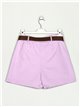Short falda cinturón lila