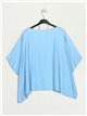 Plus size blouse with necklace azul-claro