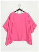 Plus size blouse with necklace fucsia