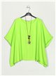 Plus size blouse with necklace verde-manzana