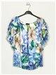 Floral blouse with ruffle trims azul-claro