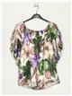 Floral blouse with ruffle trims lila