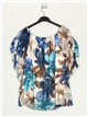 Floral blouse with ruffle trims marino