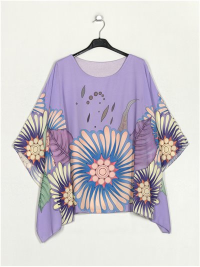 Maxi printed blouse lila
