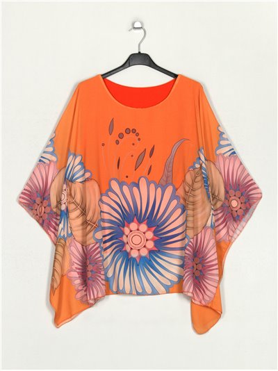 Maxi printed blouse naranja
