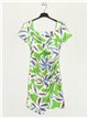 Flowing floral print dress verde-manzana
