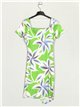Flowing floral print dress verde-manzana