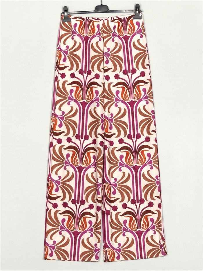 Printed flowing trousers buganvilla