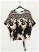 Oversized floral blouse with knots negro