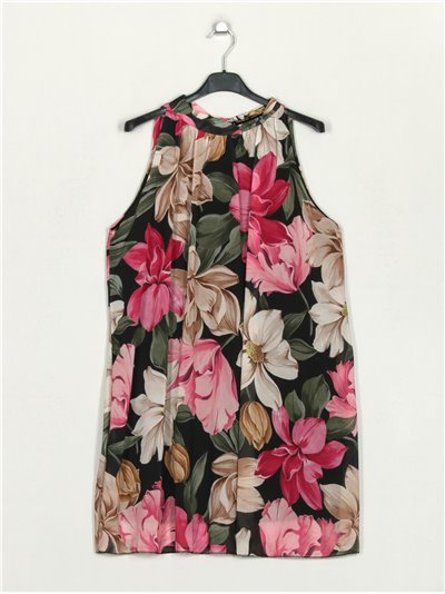Floral dress with lace up back negro