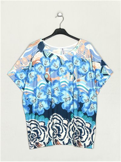 Blusa fluida floral azulon