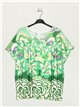 Flowing floral blouse verde-manzana
