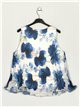 Pleated floral blouse marino