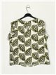 Printed blouse with ruffles verde-militar