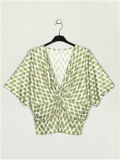 Flowing blouse with knots verde-manzana