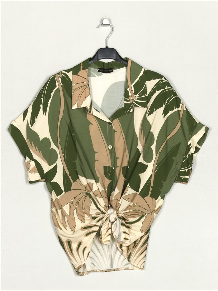 Printed shirt with knots verde-militar