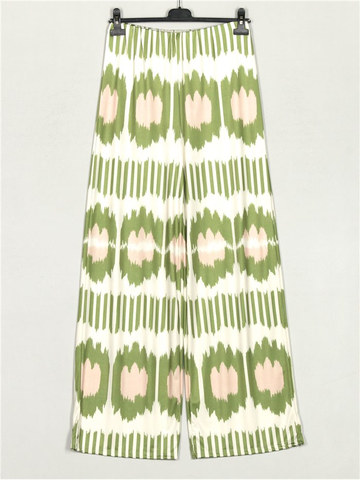 Printed flowing trousers verde-manzana