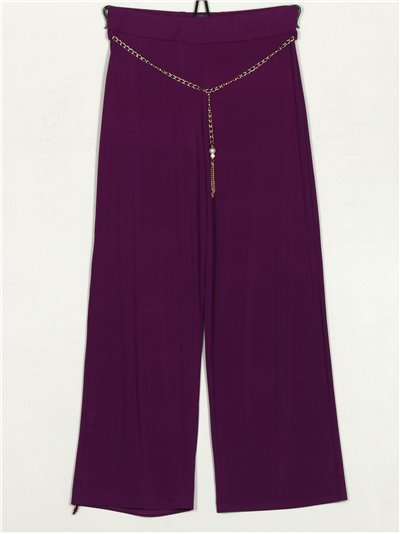Belted straight leg trousers morado