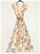Maxi floral printed dress beis