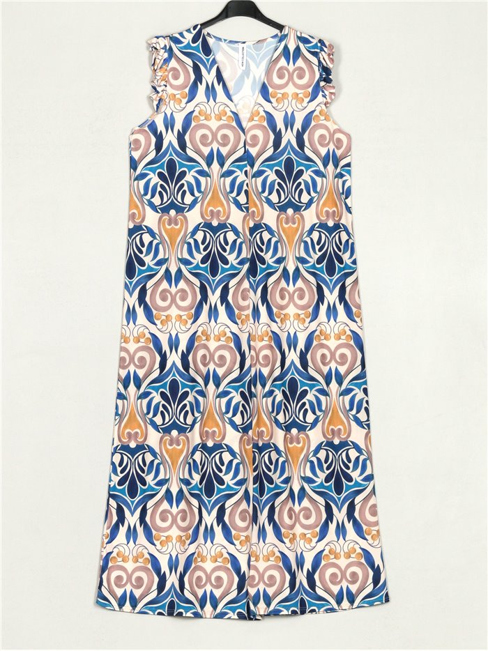Maxi printed flowing dress azulon