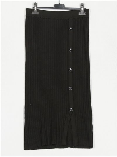 Knit skirt with buttons negro