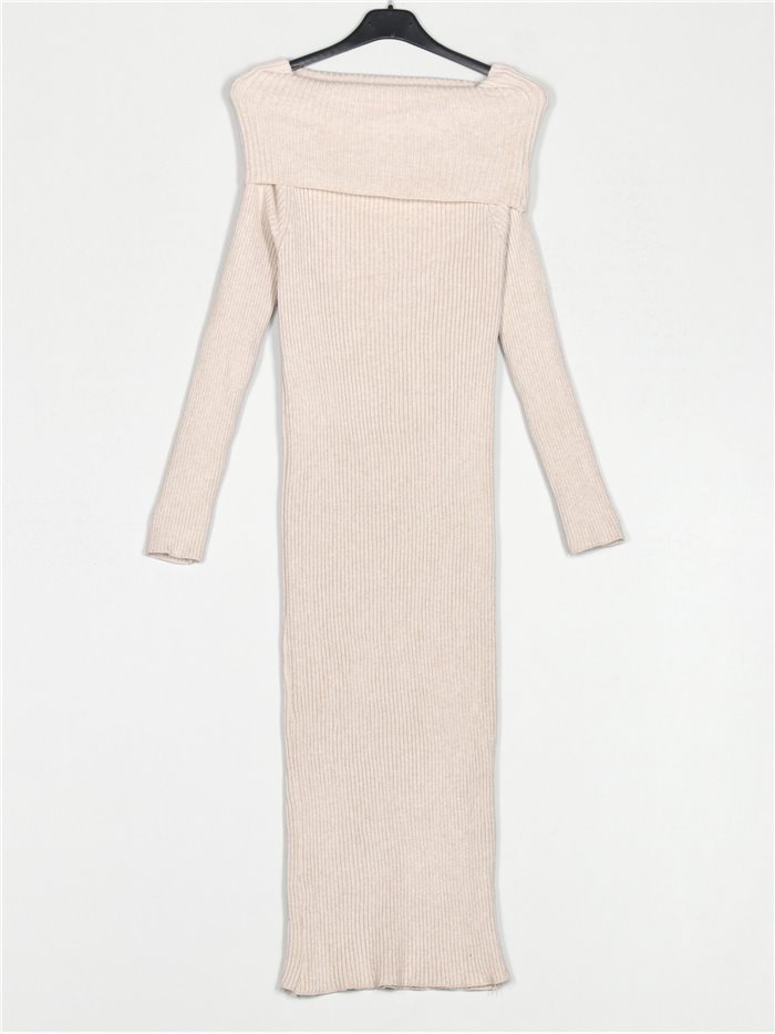 Ribbed knit dress beis