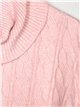 Jersey estructura trenzas cuello vuelto rosa