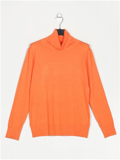 Roll neck basic sweater naranja