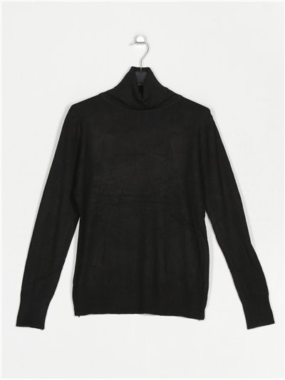 Roll neck basic sweater negro