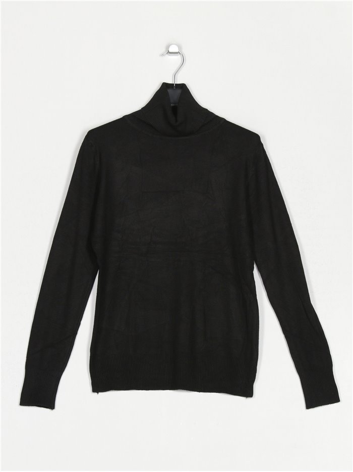 Roll neck basic sweater negro