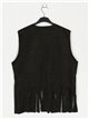Studded faux suede waistcoat negro